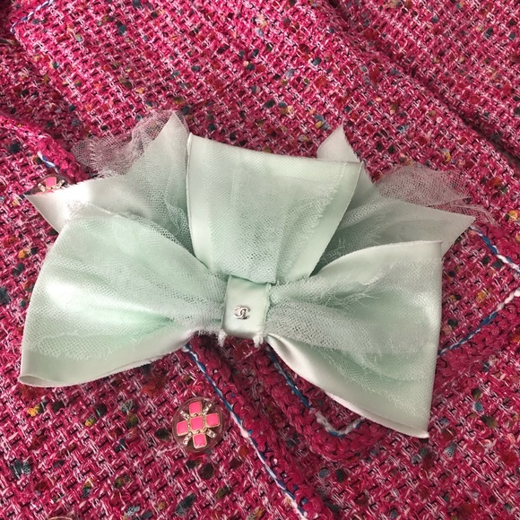 Auth Chanel Satin Lace Ribbon Barrette Hair clip main image 6